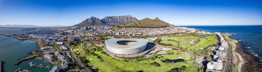 Wall murals Table Mountain Aerial view of Cape Town Stadium, Kaapstad-stadion, Green Point, in Western Cape, South Africa