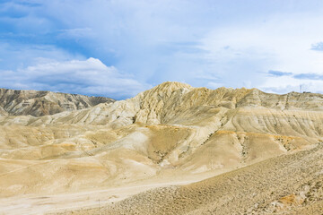 Fototapeta na wymiar Amazing Desert Landscape of Upper Mustang Trek in Tibetan Himalayas of Nepal