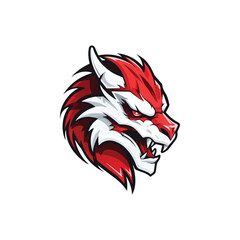 Angry red dragon head mascot esport team logo design
