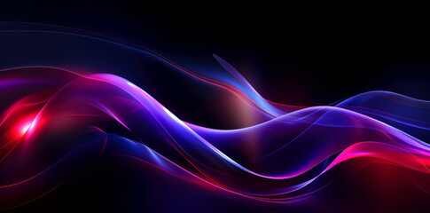 Abstract background with purple and blue wavy motion, color waves background on black. 