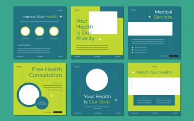 Medical healthcare service social media post template design. Hospital, doctor, clinic and dentist health business promotion flyer poster.
