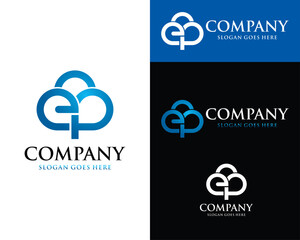 letter e and p cloud logo