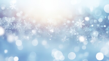 Christmas, New Year or winter background with amazing soft bokeh lights and snowflakes