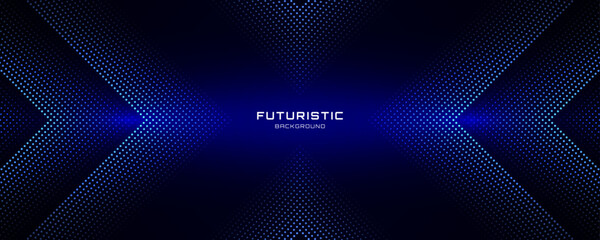 3D blue techno abstract background overlap layer on dark space with glowing dots shape decoration. Modern graphic design element dotted line style concept for banners, flyer, card, or brochure cover