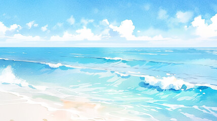 Obraz premium 青い空と白い砂浜の風景