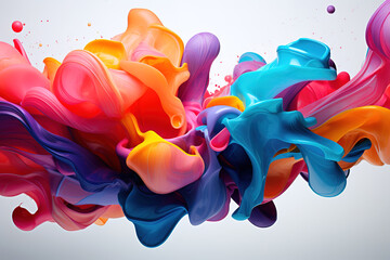 Colorful ink paints on white background