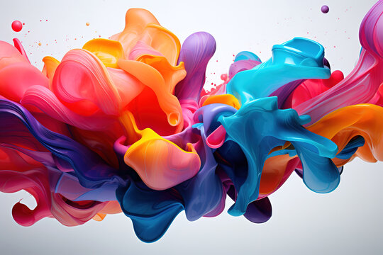 Colorful ink paints on white background
