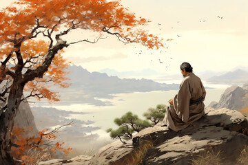 Ancient Chinese poet Li Bai wrote poems on the stones in the mountains and forests