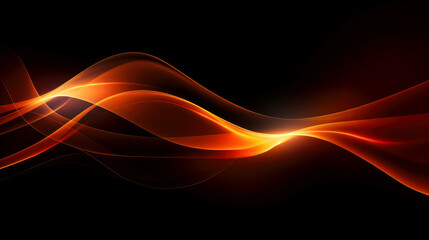 Obraz premium Black background with an orange wave pattern, in the style of light gold, glowing lights, tangled forms.