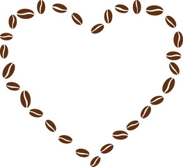 Set of coffee seeds or beans with heart shape, Coffee day celebration