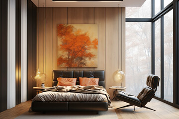 High-end mansion bedroom interior view