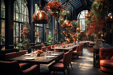 Fototapeta na wymiar European-style luxury western restaurant scene