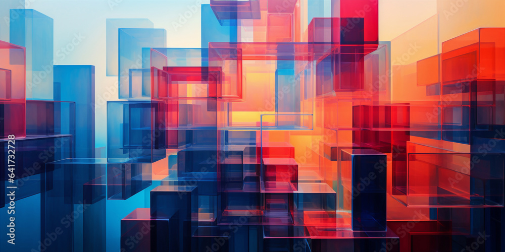 Wall mural abstract geometric architecture.