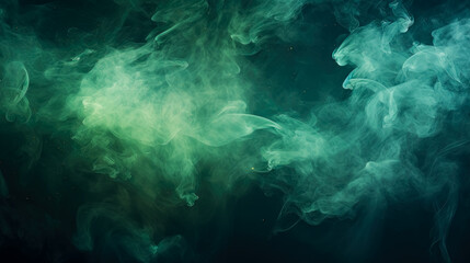 Fototapeta na wymiar Green smoke textured on black background.