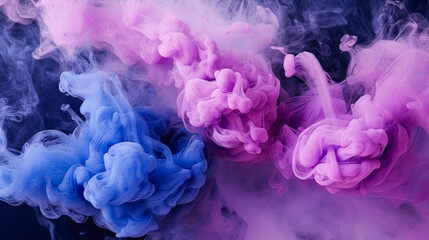 Fototapeta premium Purple smoke on black background, purple smoke bomb on dark background.
