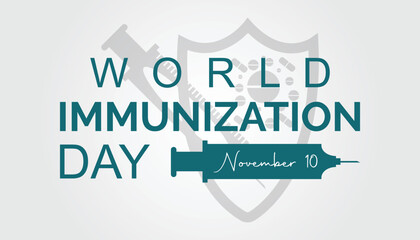  World Immunization day is observed every year on November 10,  vector illustration. banner, Holiday, poster, card and background design.