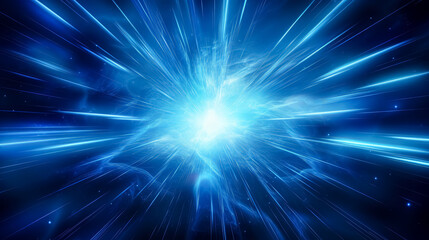 Fototapeta premium Blue light burst space explosion background