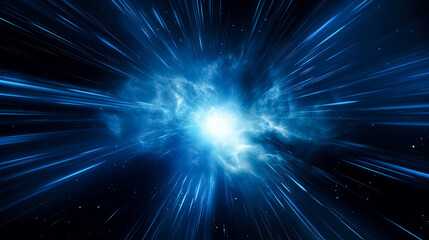 Blue light burst space explosion background