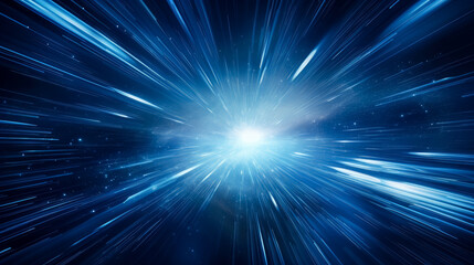 Fototapeta premium Blue light burst space explosion background
