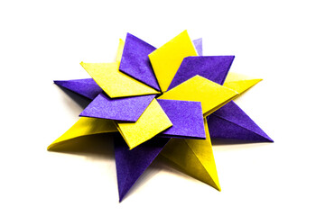 Origami modular star on a white background. paper star. paper craft