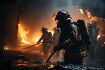 firefighters in the process of extinguishing a fire