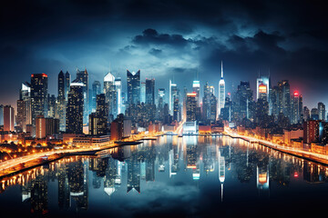 Fototapeta premium AI outdoor urban night view