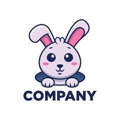Fototapeta premium Cute Bunny Logo Vector Cartoon Illustration