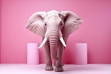 Abstract elephant on pink wallpaper, Pink Elephant on Pink Background.