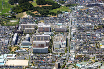 千葉県成田市の公津の杜付近を空撮