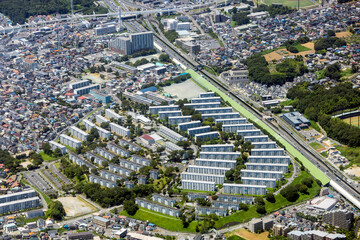 千葉市稲毛区の千草台団地付近を空撮