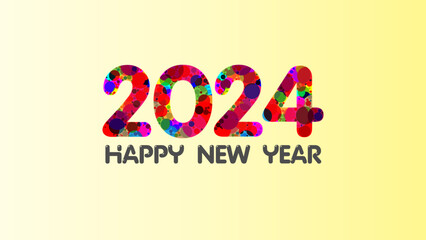 Creative  concept of 2024 happy new year colouerd, positive pattern. Isolated abstract graphic design template with yellow background.