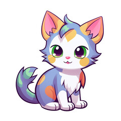 Kawaii sticker, A cute kitten stirring