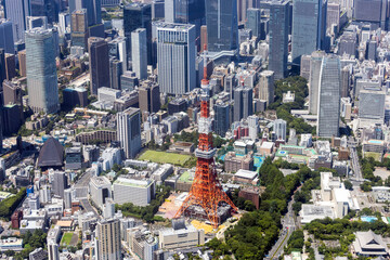 東京タワー周辺を空撮