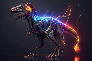 A dinosaur that is a futuristic machine of the future world. Wildlife Animals. Illustration, Generative AI.
