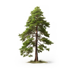 Image of cypress tree on white background. Nature. Illustration, Generative AI.
