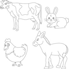 outline farm clipart collection in cartoon style for farmers and kids who love farm life and country life