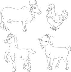 outline doodle farm clipart set in cartoon style for farmers and kids who love farm life and country life