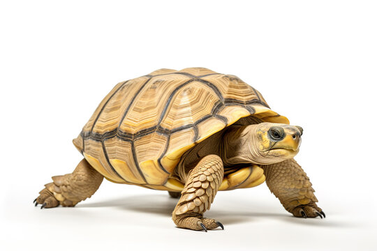 Image of tortoise on white background. Wildlife Animals. Illustration, Generative AI.