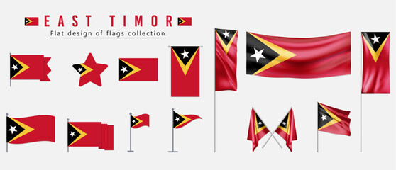East Timor flag, flat design of flags collection