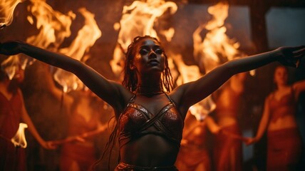 Female fire dancer