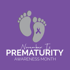 Prematurity awareness month is observed every year in November, vector illustration. banner, Holiday, poster, card and background design.