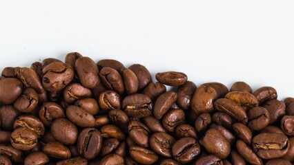 Coffee beans with spoon and glass ready to be served