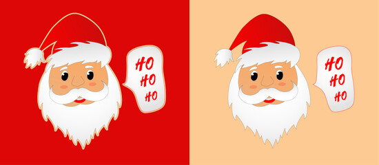 Santa clause icon for Christmas, holiday, new year banners and logo. Vector isolated Santa Claus Father Saint.  Cute Santa. Ho ho happy smile smiling.  Icon. Graphic asset