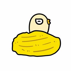 cute doodle cartoon bird in bird nest