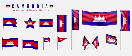 Cambodia flag, flat design of flags collection