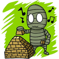 Illustration of Halloween Mummy Cartoon PNG Sublimation