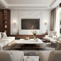 Living room interior design sitting area with tv classic