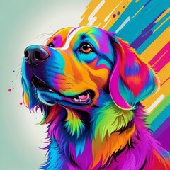 Colorful Dog vector art, Generative ai