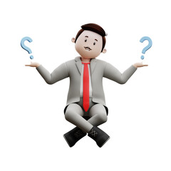 3d illustration male asking a question