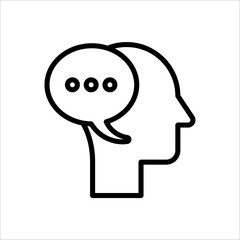 Voice control icon. Speak or talk recognition icon, sound commander or speech dictator head, vector illustration on white background